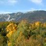 Blick vom Raxblick-Seminarraum, © Daniel Fischer Herbstliche Landschaft mit bunten Bäumen und Berg im Hintergrund.