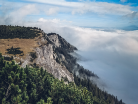 Die majestätischen Felsen erheben sich über die sanften Hügel, während der Nebel geheimnisvoll durch die Wälder zieht. Hier, in den Wiener Alpen, entfaltet sich die Schönheit der Natur in voller Pracht und lädt zu unvergesslichen Erlebnissen ein.
