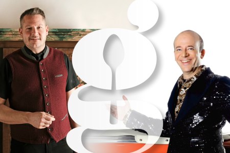 ein Gastronom und ein Künstler - in der Mitte ein g (Logo der Reihe Gedankengänge)