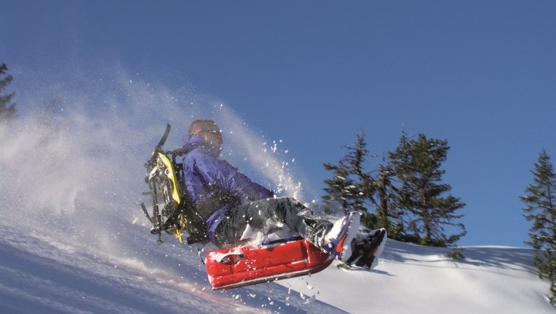 Mit dem RuckXBob auf der Rax, © Scharfegger's Raxalpen Resort