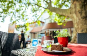 Kulinarisch wird man im Sommer im Gastgarten verwöhnt, © Wiener Alpen/Martin Fülöp