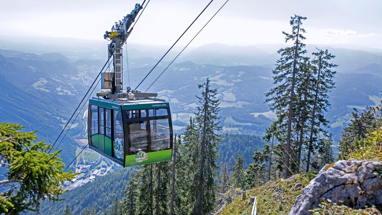 Mit der Rax-Seilbahn rund 1.000 Höhenmeter überwinden., © Raxalpen Touristik